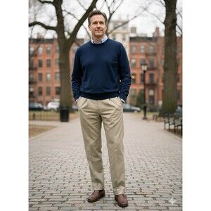 Zanella Italian Pants Mens Beige Loro Piana Tasmanian Super 150s Wool 34x29